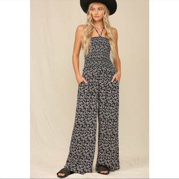 Kyemi Pants - KYEMI FLORAL WIDE LEG SMOCKED JUMPSUIT ❤️NEW COLLECTION IN STORES❤️